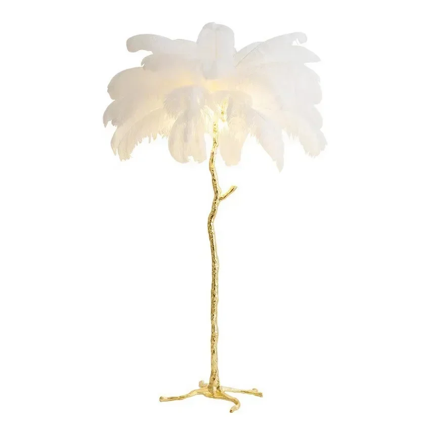 

Creative resin ostrich hair living room floor lamp villa dining room model room feather floor lamp