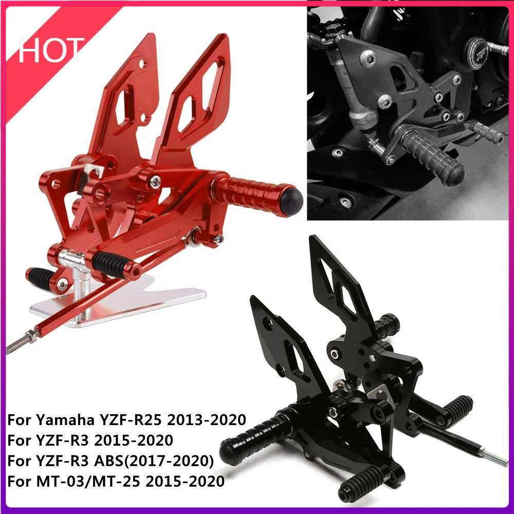 

For Yamaha YZF-R3 MT03 2015-2020 Rearset Rear set Footpegs Adjustable foot pegs Motorcycle For R25 R3 MT25 MT-03 2018 2019