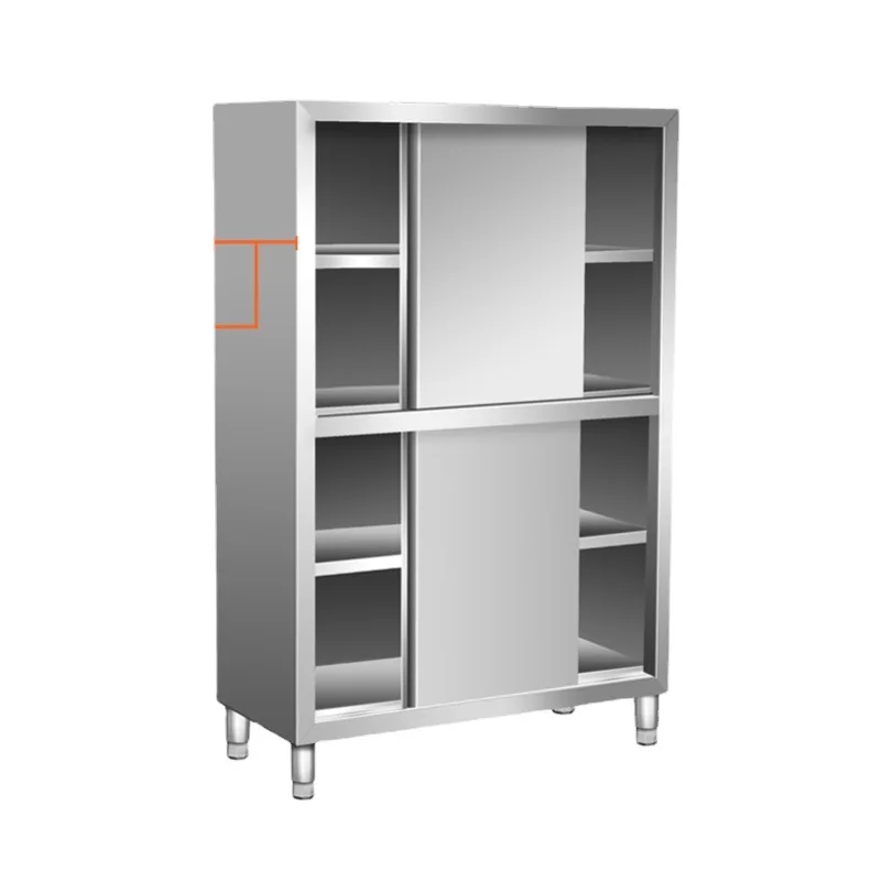 Custom Size 304 Stainless Steel Kitchen Storage Cabinet Sliding Door Commercial Tableware Cupboard for Restaurant Pantrypromote
