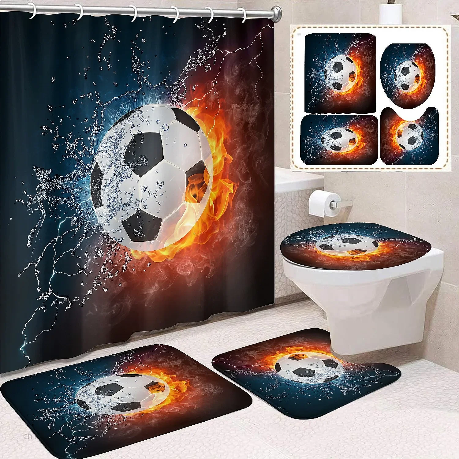 Hot Sale Basketball Print Polyester Waterproof Shower Curtain for Home Bathroom