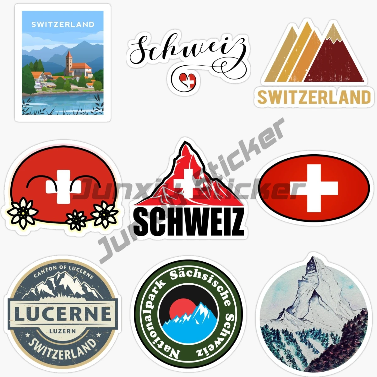 

Switzerland with Flag Sticker CH Country Code Vinyl Self-adhesive Reflective Decal Car Truck Oval Waterproof Decor