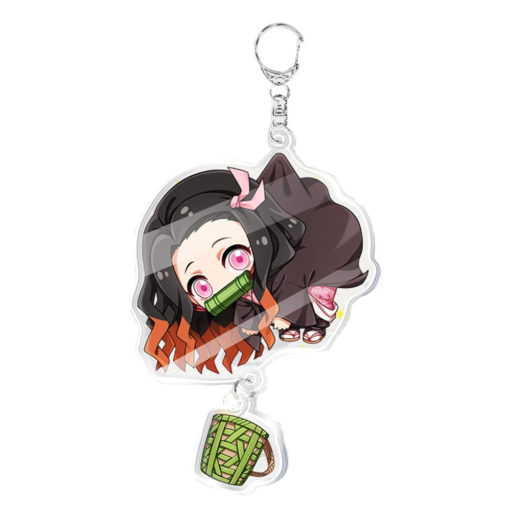 Japanese Anime Keychain Kimetsu No Yaiba Blade of Ghost Kawaii Doll Keyrings Bag Pendant Cosplay Jewelry Holder Kids Fans Gift image 4