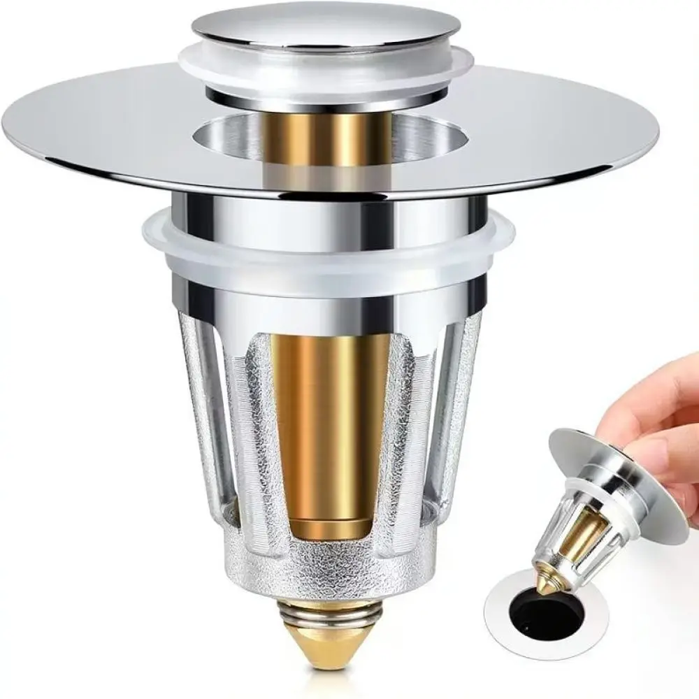 Bathroom Wash Basin Drain Strainer Pop Up Plug Anti Clogging Filter Copper Core Sink Waste Plug Hair Catcher Accessory