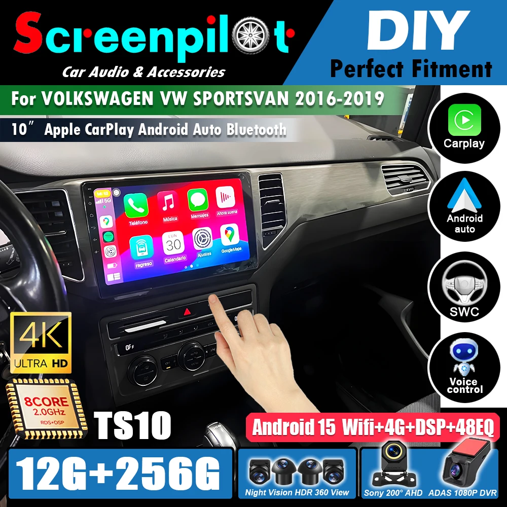 Audio Player For VOLKSWAGEN VW SPORTSVAN 2016 2017-2019 Android 16Multimedia Car Auto GPS Navigatio Wireless Carplay 2 din WIFI