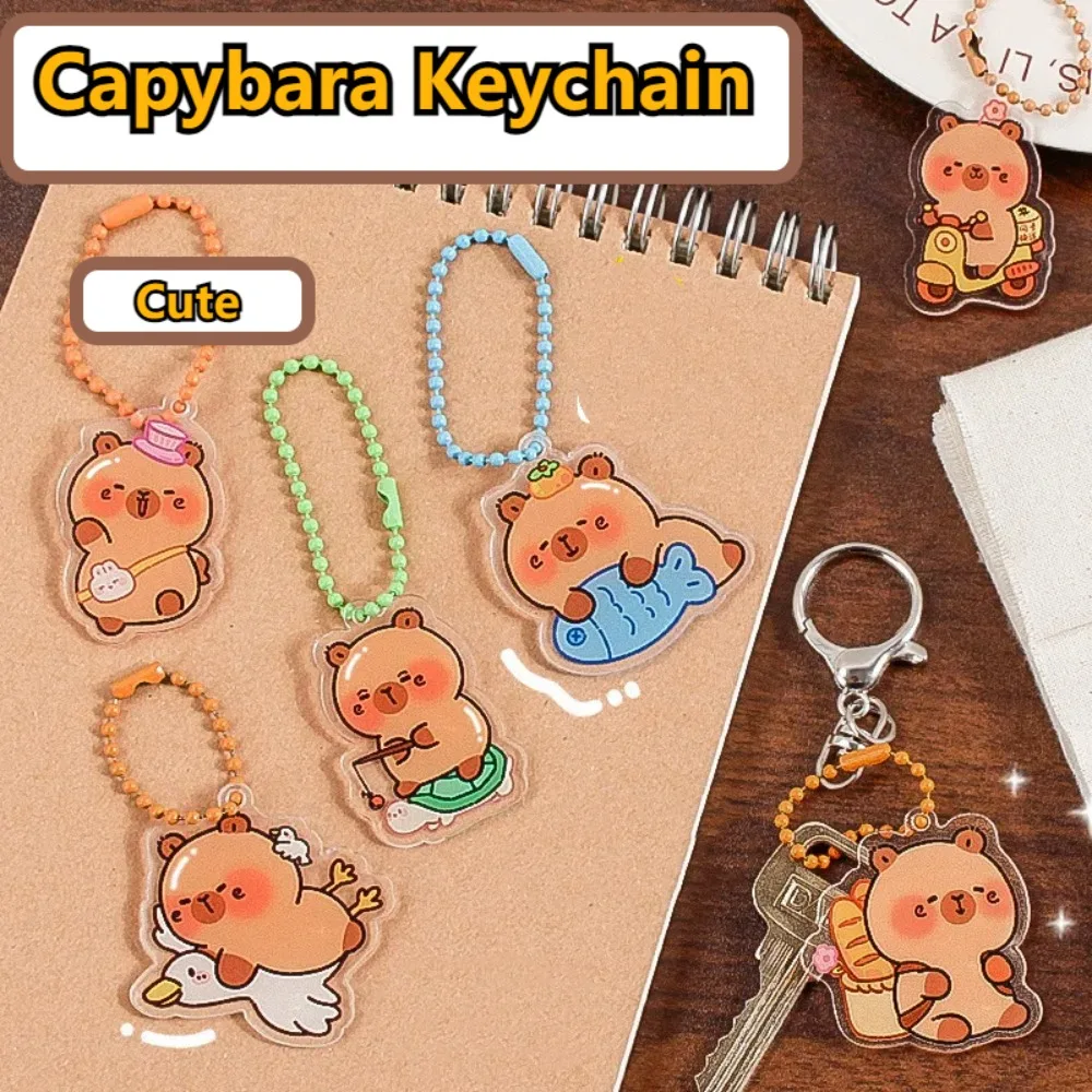 

Decor Lovely Capybara Keychain Acrylic Cartoon Key Ring Bag Charm Gift