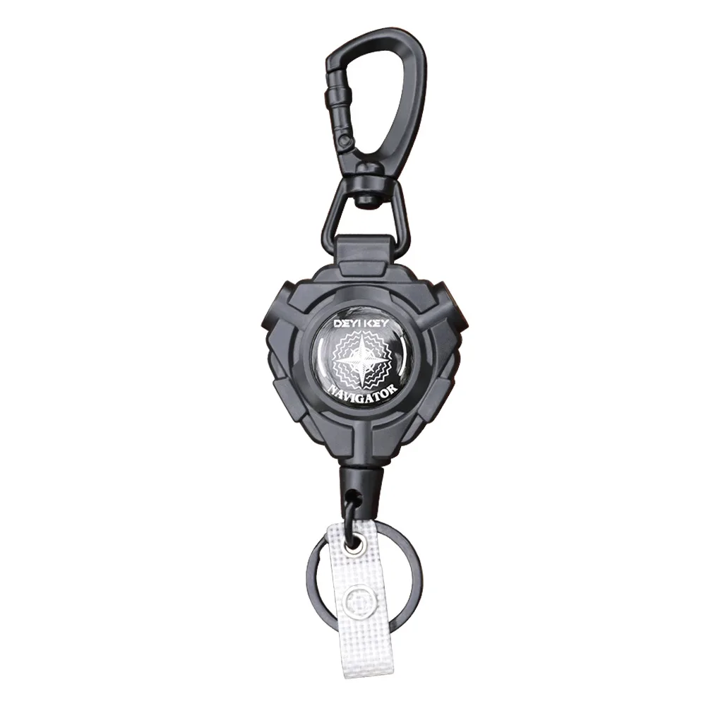 Tactical ID Badge Reel Heavy Duty Carabiner Badge Holder Retractable Keychain with Steel Retractable Cord