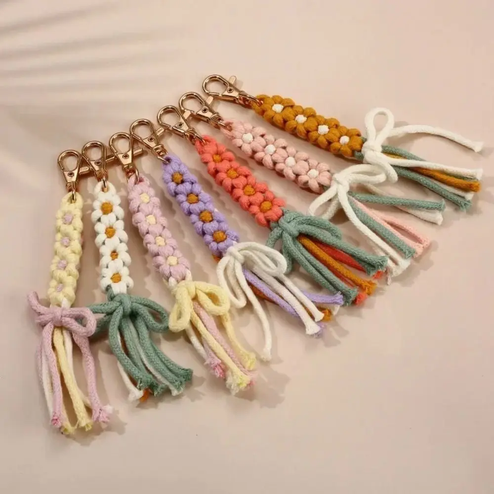 New Cotton Rope Key Chains Handmade Multi-purpose Colorful Braided Keychain Bag Charm Pendant Women