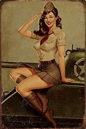 Military Theme Metal Signs?ê?Pinup Girl Airplane Sexy Lady 8x12 Inch Vintage Military Sign Metal Plaque Decor Sign Home Man Cave
