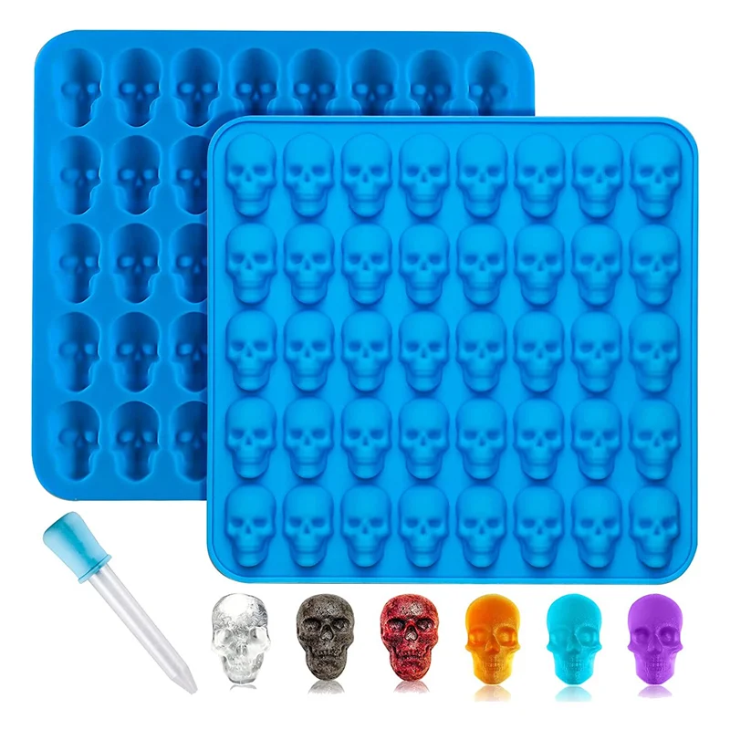 2Pcs Molds Silicone,Chocolate Molds with 1 Droppers Nonstick Food Grade Silicone for Candy Blue