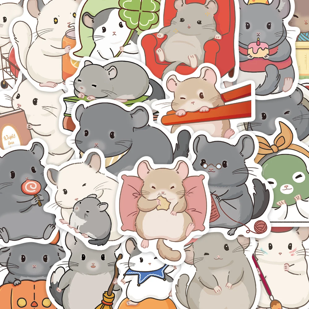 10/30/50pcs Kawaii Grigio Cincillà Del Fumetto Adesivi Carino Sudamericano Chipmunk Adesivo FAI DA TE Telefono Bagagli Scrapbook Decalcomanie giocattolo
