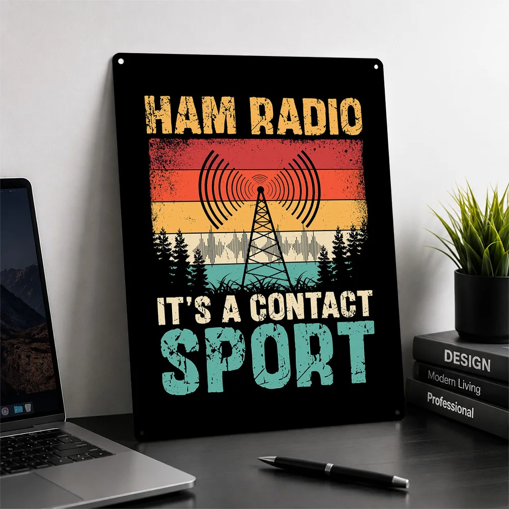 Ham Radio Contact Sport 3D Texture Metal Poster Customized Wall Art Tin Sign Gift for Mancave Article Decoration Room Wand Deko