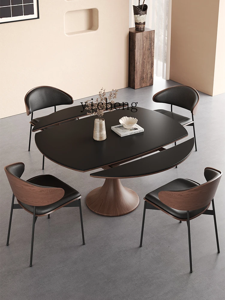 

FY1 Solid Wood Folding Dining Table Rock Board Telescopic Changeable Round Table Round Household Small Apartment