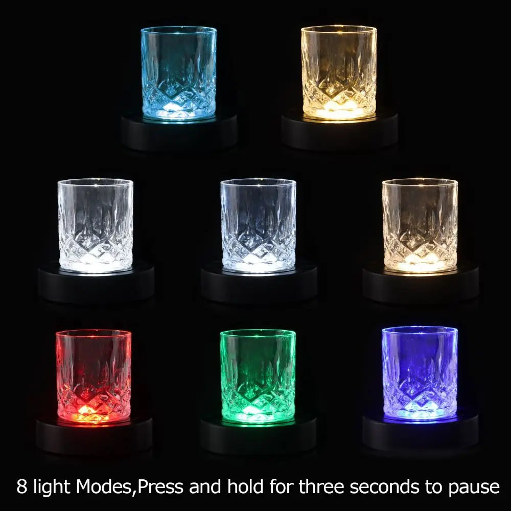 Turnable Base Round Stand 8 Light Modes Display Pedestals Spinning Base For Crystals Lighted Base Led Rotating Display Stand