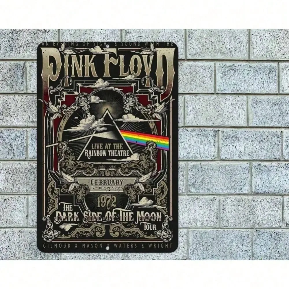Vintage Pink Floyd The Dark Side of the Moon Retro Metal Tin Sign Rock Band Wall Decor for Man Cave Bar Music Room