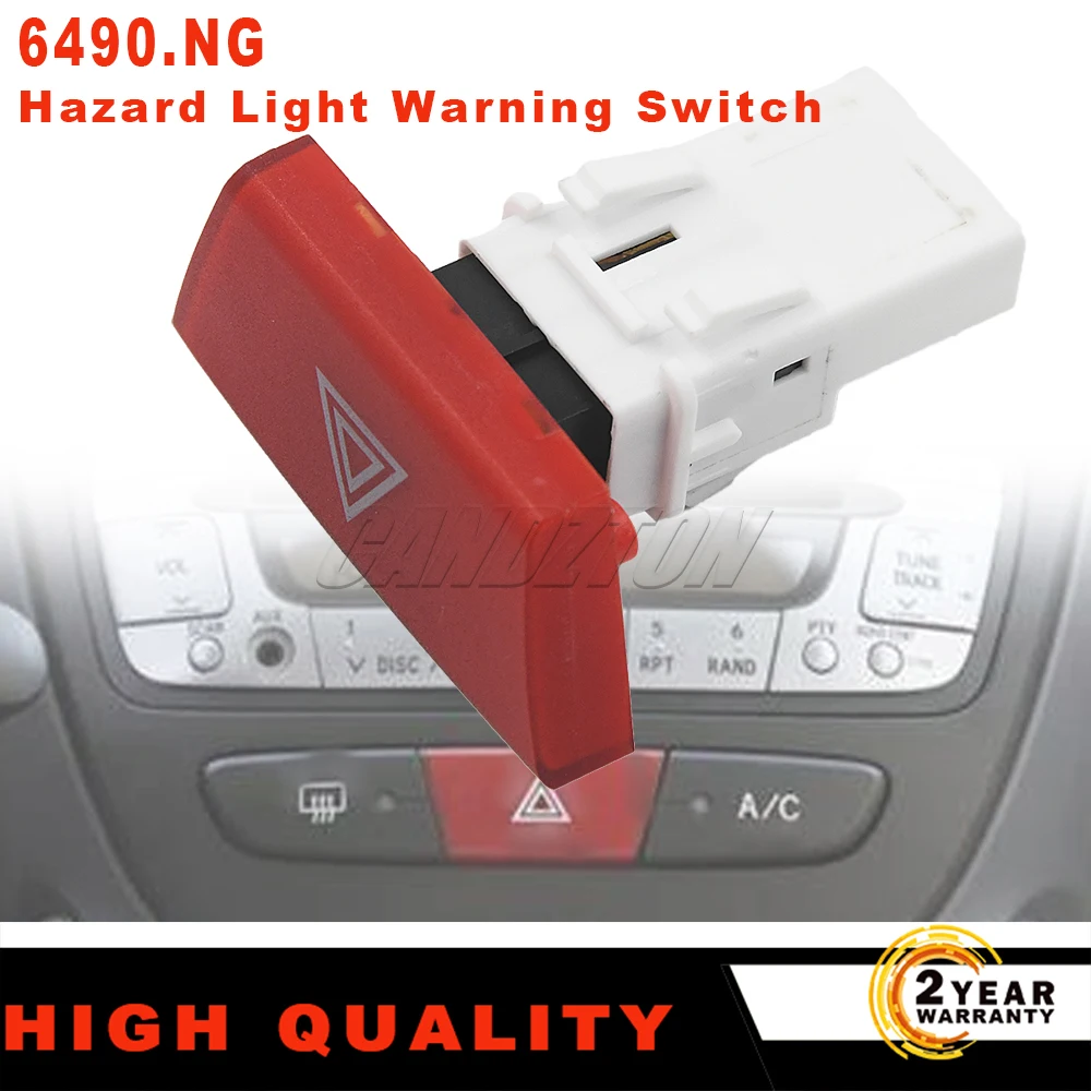 New Warning Hazard Light Emergency Button Switch 6490.NG for Citroen C1 Peugeot 107 Toyota Aygo Warning Emergency Lamp Switch