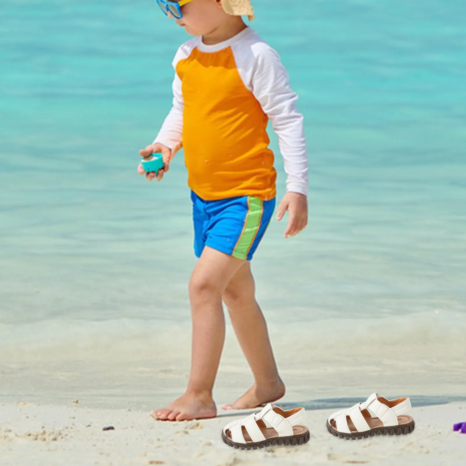 

1Pair Breathable Kids Soft Sole Sandals Outdoor Closed Toe Summer Beach Shoes Comfortable for Boys Sandals Beach Shoes