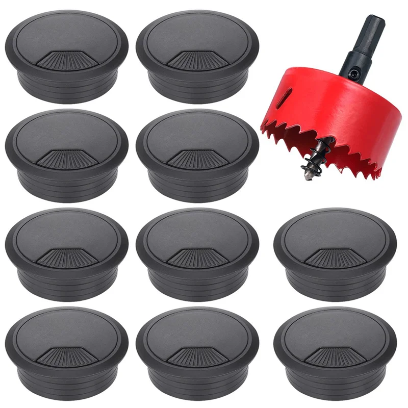 

AC23-10 Pcs 60MM Desk Cable Wire Grommet With Hole Saw Round Cord Cable Hole Cover Wire Organizer For Office Table