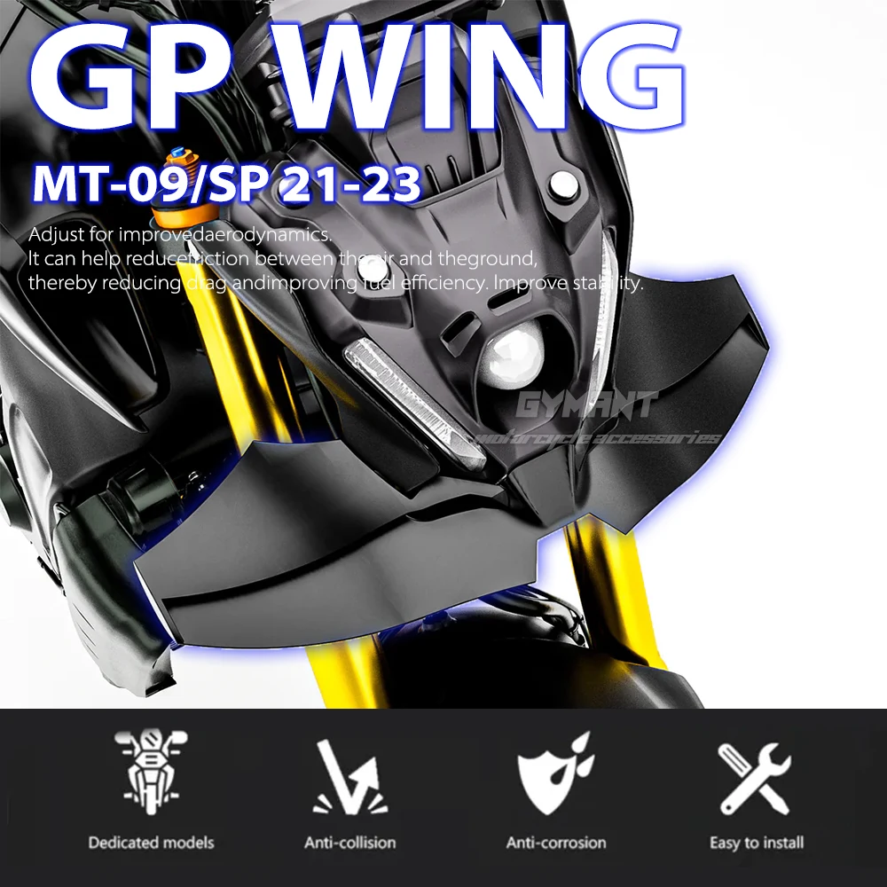 For YAMAHA MT-09/SP GP WING DOWNFORCE NAKED FRONTAL SPOILERS MT09/SP 2021 2022 2023 Front spoiler Lower spoiler lower lip