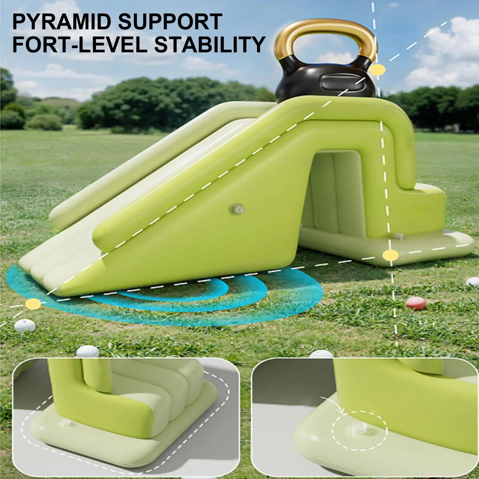 Inflatable Slide Foldable Blow Up Pool Slide Non-Slip Family Gatherings Ramp For Boy Girl Outdoor Recreation Community Water