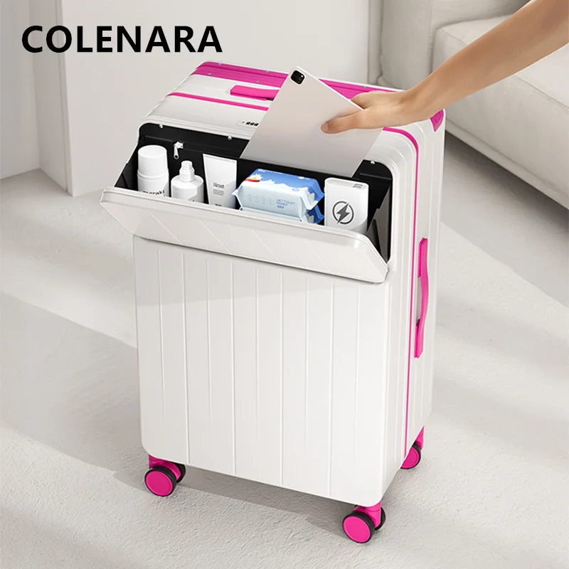 COLENARA valise de haute qualité boîtier d'embarquement de chargement USB 20 "22" 24 "26 pouces ouverture avant boîtier de chariot pour ordinateur portable bagage de cabine