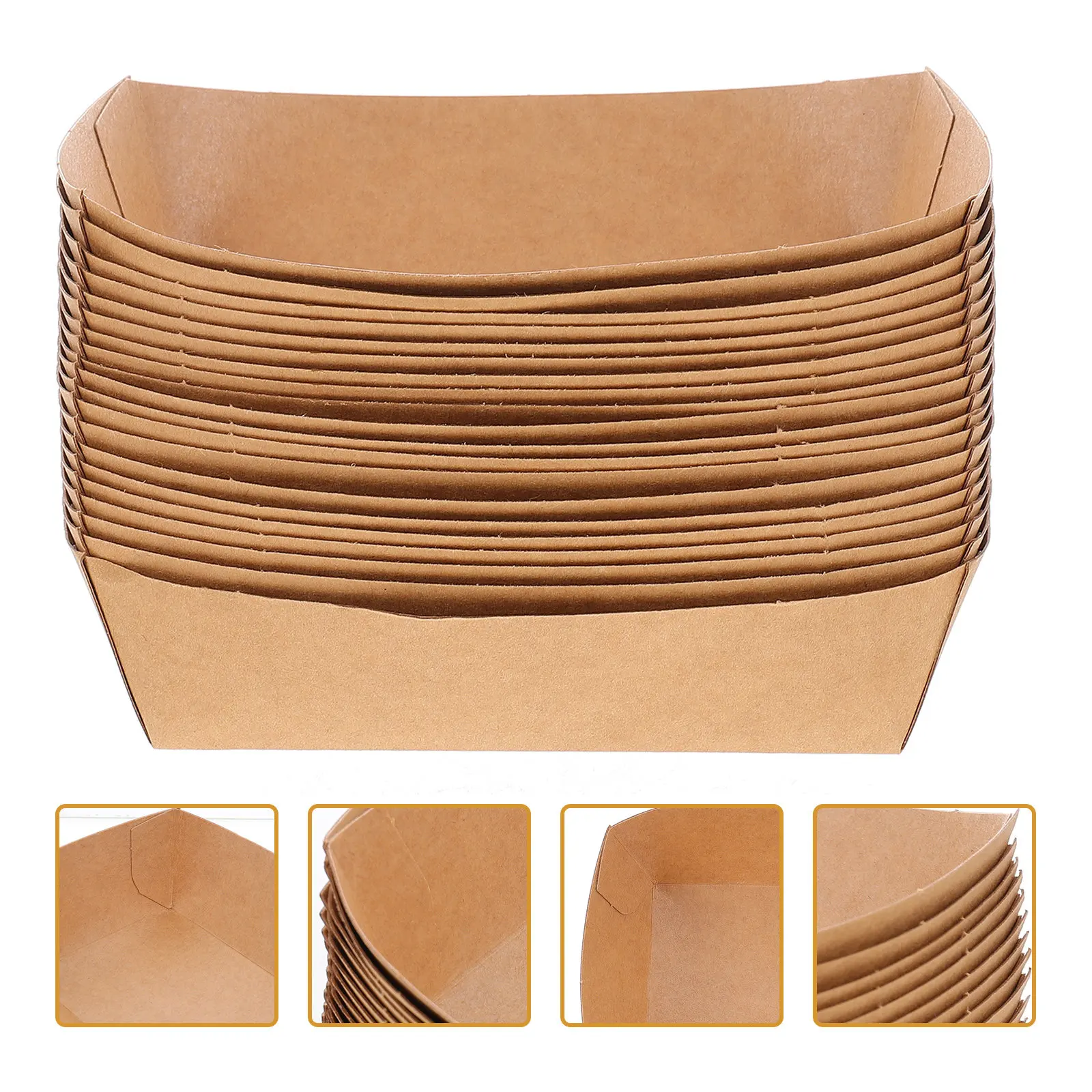 100 pcs Paper Food Disposable Tray Snack Party Halloween Christmas New Year Kraft Paper Food Box Disposable Food Containers