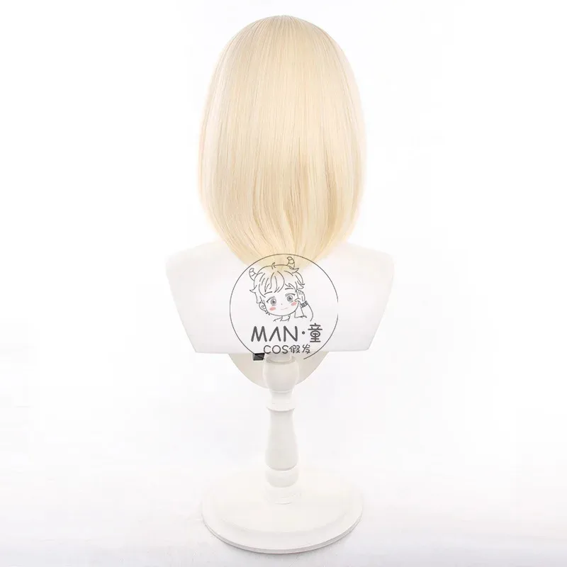 

Candy 2025BanG Dream Misumi Uika Cosplay Wig Ave Mujica Doloris Shoulder-length Blonde Bob Hair Black Lace Mask Women Girls Part