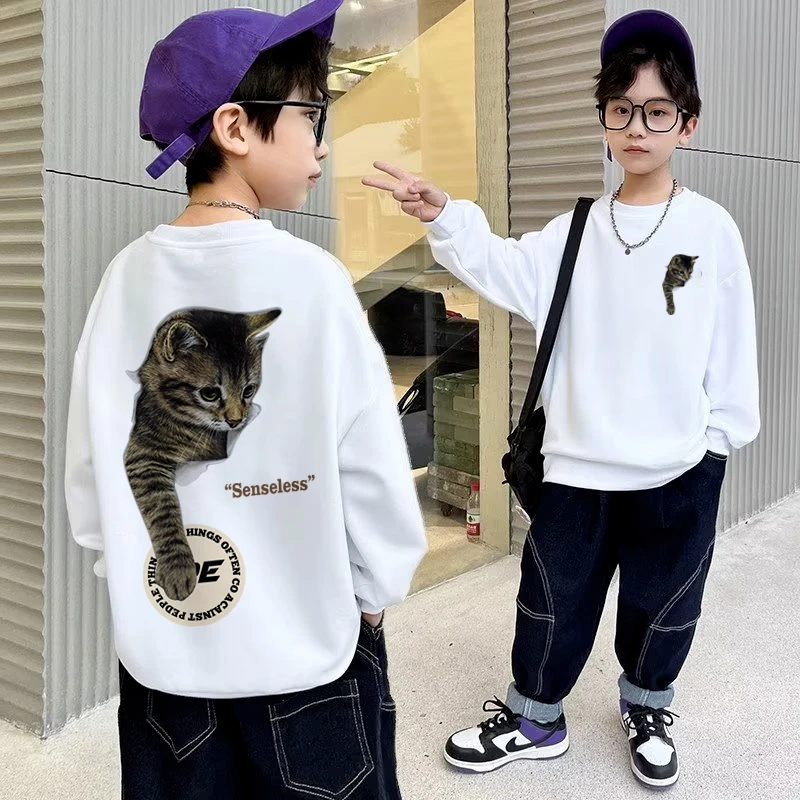 

Boys' Sweater Spring And Autumn Style New Mid Sized Children's Autumn Top Boys' Autumn Bottom Shirt Fashionable And Fashionable