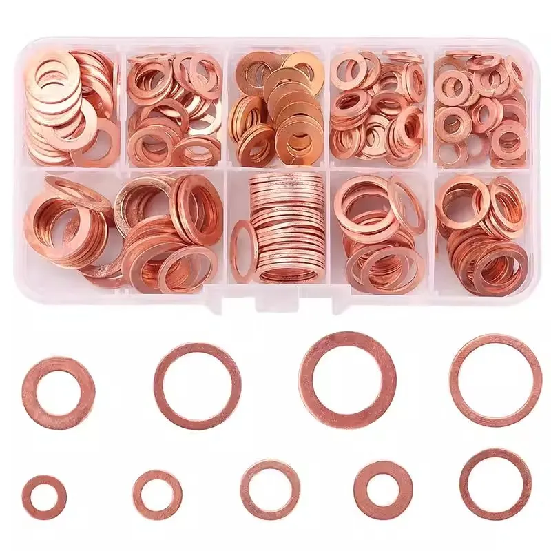 150/178pcs O Ring Copper Washer Gasket Set M5 M6 M8 M10-M24 Flat Ring Seal for Boat Crush Flat Seal Ring Sump Plug Oil Gaskets