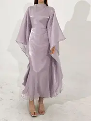 Ramadan Eid Satin Abaya preghiera vestiti donna caftano turchia Islam musulmano abito lungo Kebaya caftano Marocain Robe Femme Musulmane