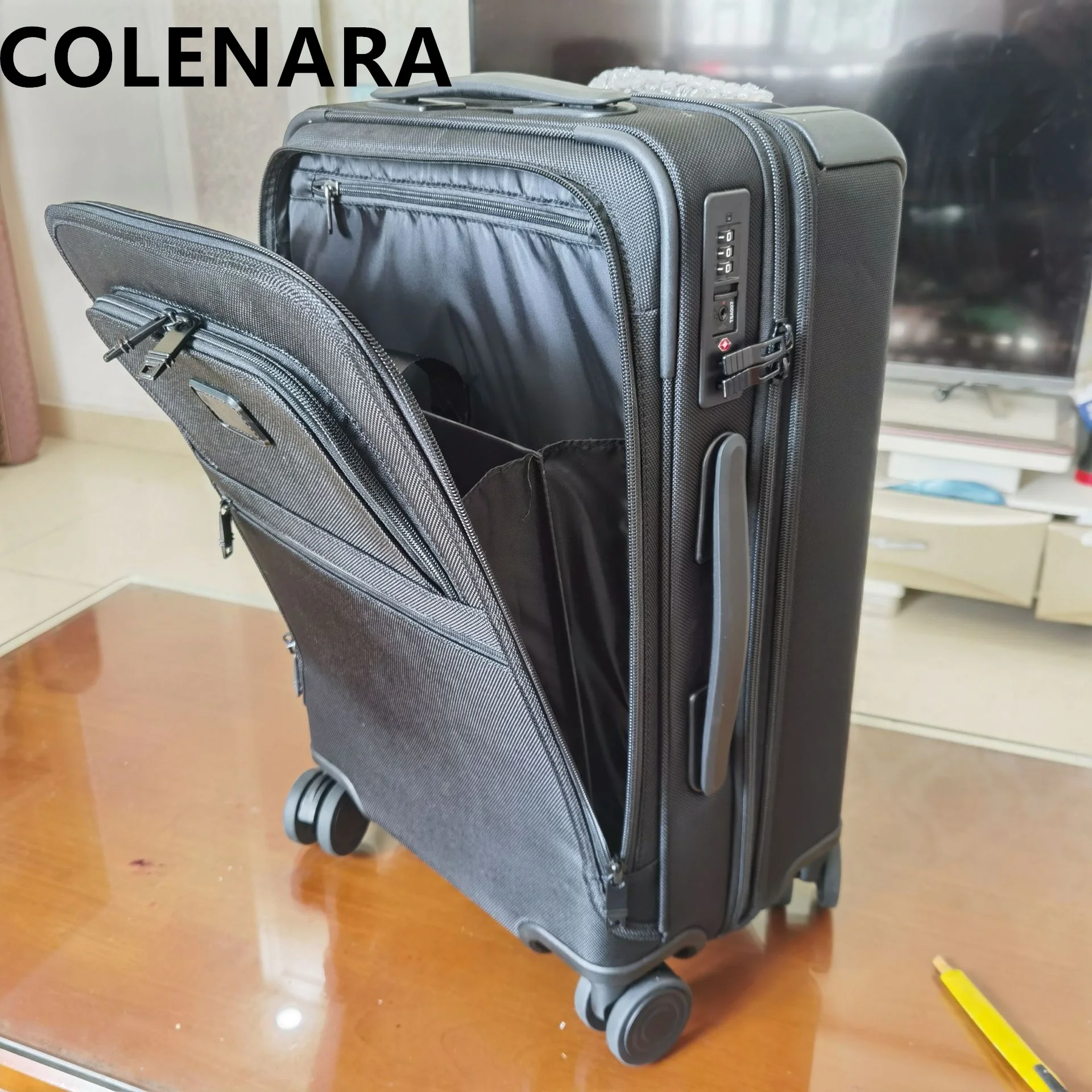 COLENARA-Valise d'embarquement en nylon pour homme, boîte à mot de passe, sac de voyage à roulettes, bagage à main extensible, 20 pouces, nouveau