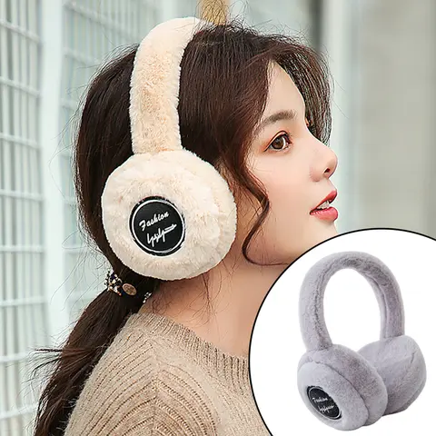 Winter Outdoor Plush Earmuffs Bluetooth Wireless Cute Warm Fur Headphones Earphones Solid Color Stereo Wireless Headset