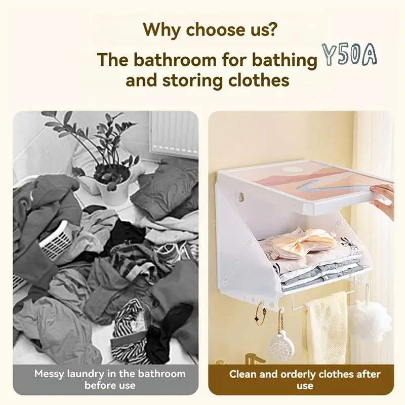 

Y50A-Thickened Waterproof Wall-Mounted Bathroom Storage Box - Easy Foldable , No Drilling Required