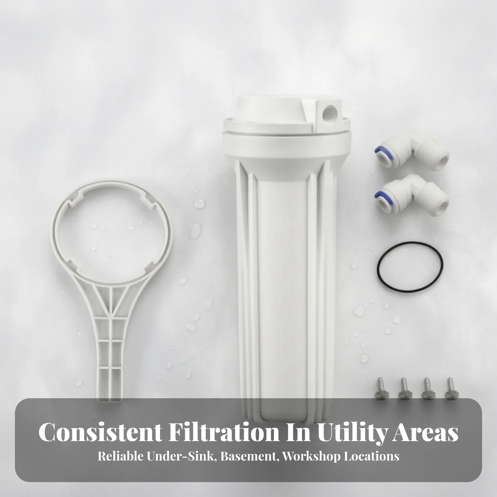 RO Housing Kit Long-Lasting RO System Housing with Bracket Hardware Pressure Resistant Thick for DIYers, Under-Sink