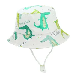 New Summer Panama Baby Girls Hats Cartoon Crocodile Boys Fisherman's Hat Baby Sun Hat Outdoor UV Bucket Hat Toddler Kids Sun Cap