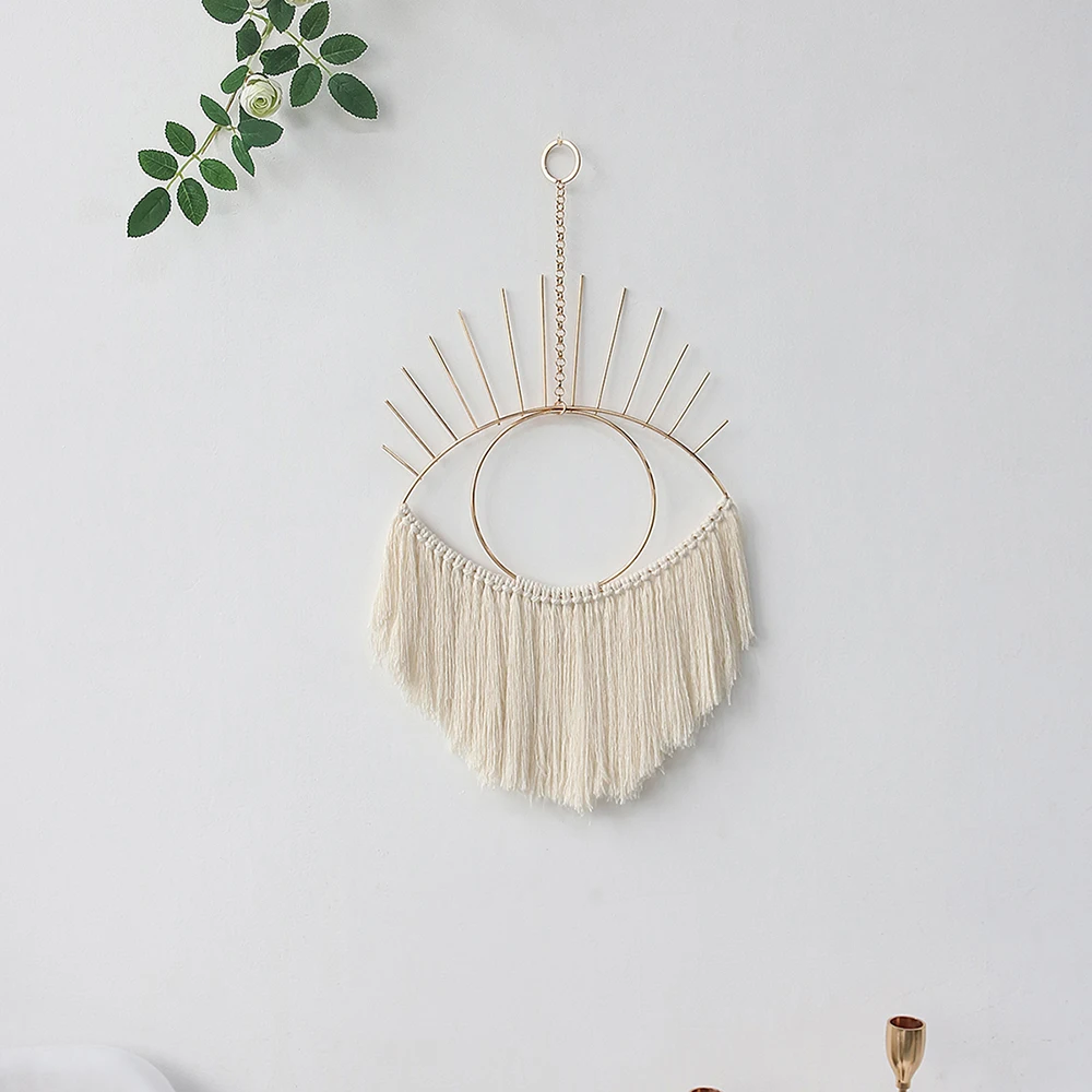 Boho Macrame Wall Hanging Evil Eye Tapestry Decoration Home Decor  Dream Catcher Aesthetic Metal Art Room Bedroom Ornaments