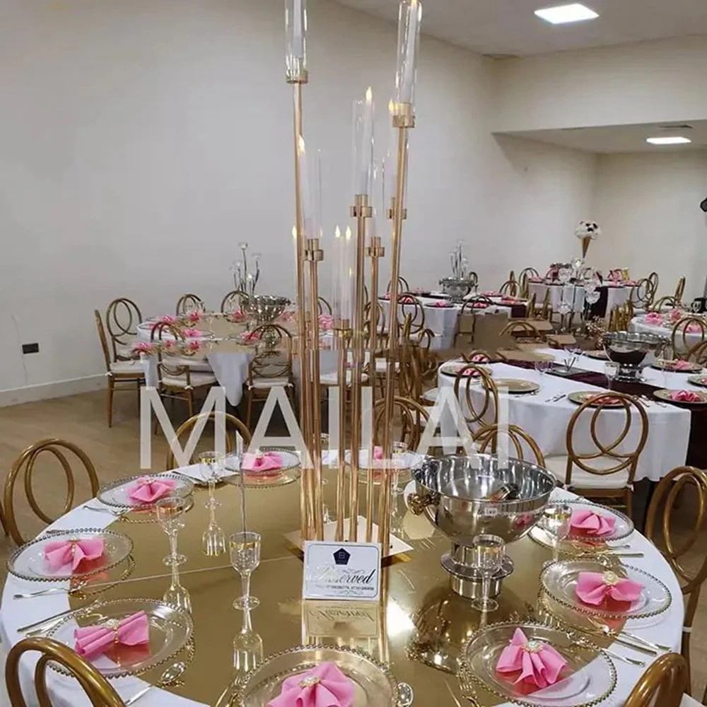 6pcs Popular Wedding 60inches 72inches Rounded Mirror  Tabletop Cover Acrylic Mirror for Table Tops for Party Table Centerpiece