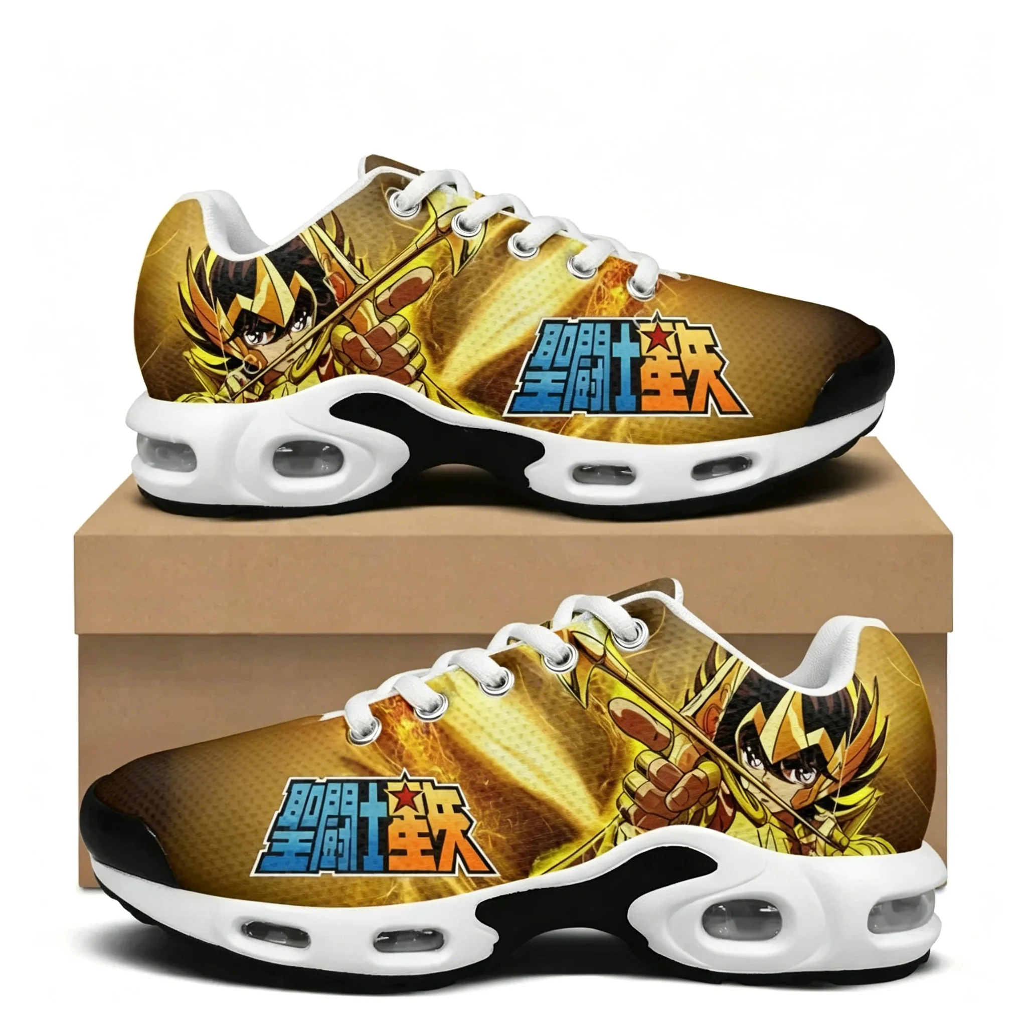 Saint Seiya Air Cushion Sneakers Mens Womens Teenager Lightweight Sports Shoes High Quality Custom Leisure Mesh Sneaker