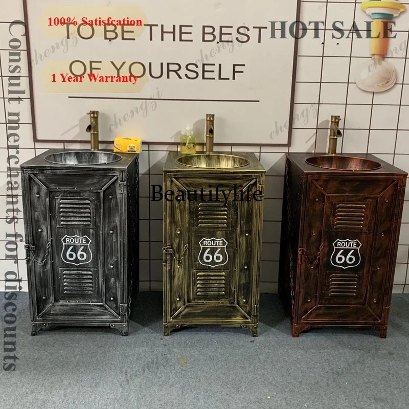 D1089 Industrial Style Bar Vintage Washbasin Cabinet, Sanitary Iron Room Personalized Washbasin, Creative Column Washbasin