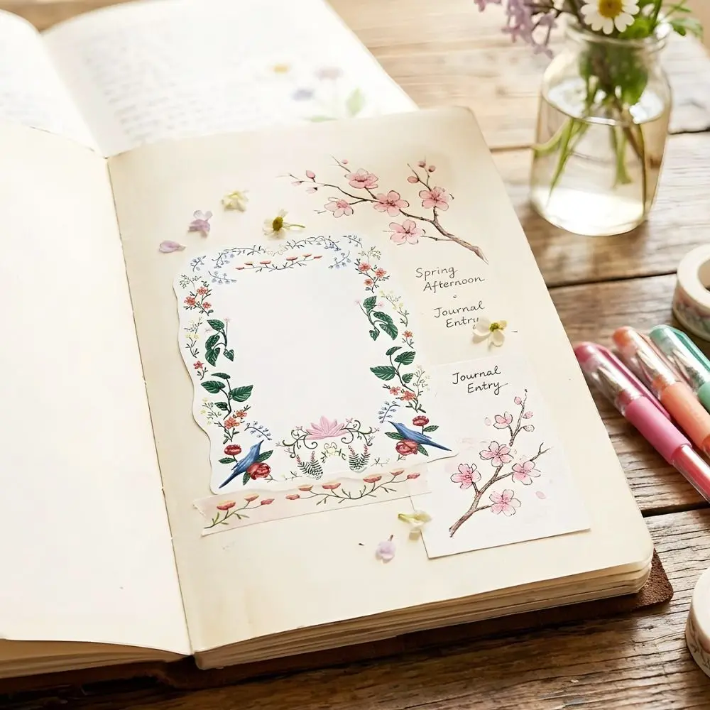 Assorted Design Floral Border Stickers Handmade Quality DIY Decoration Writeable Paper 20pcs/Pack Shaped Border
