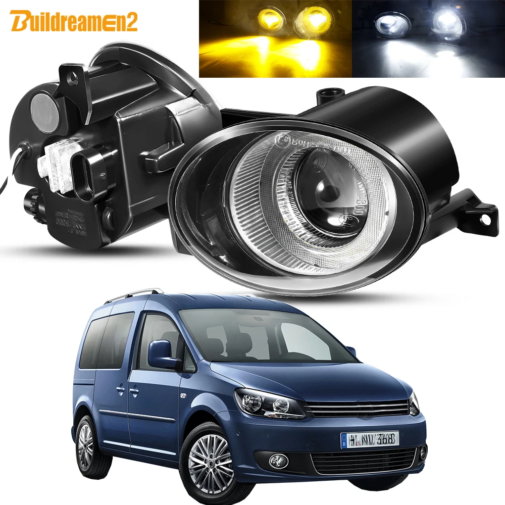 2 X 30W LED Fog Light Assembly 8000LM Car Angel Eye Fog Daytime Running Lamp DRL 9006 12V For Volkswagen VW Caddy III 2010-2015