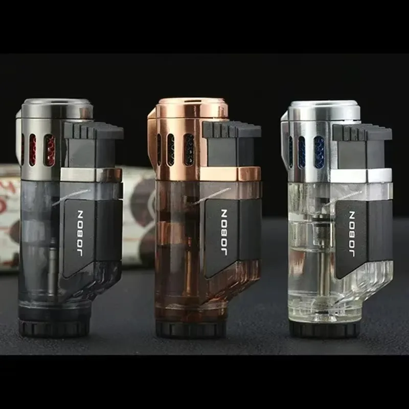 JOBON Winddicht Blauwe Vlam 3-Fire Aansteker Outdoor Creatieve Torch Jet Aansteker High-End mannen Roken accessoire Gift