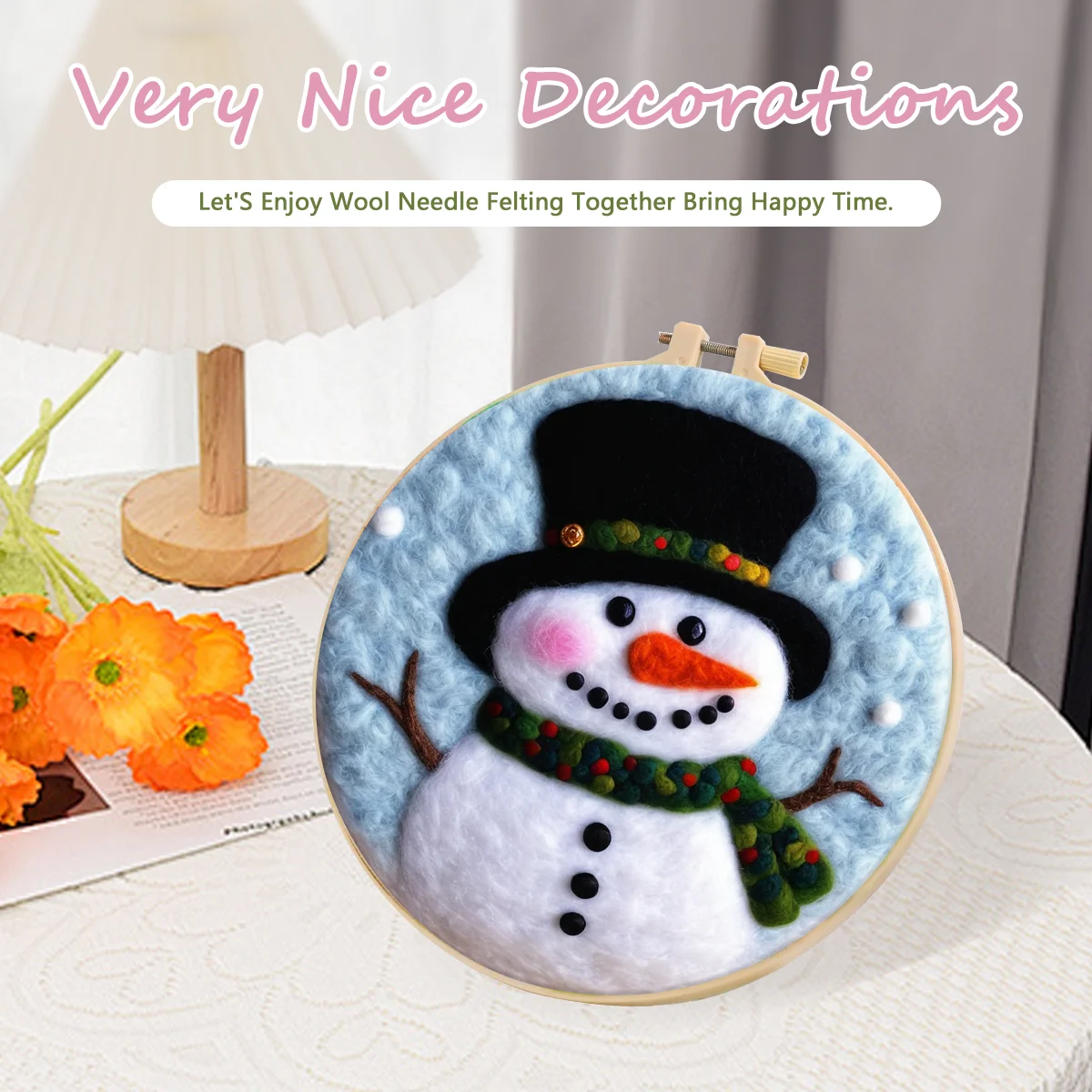 RUOPOTY 바늘 펠트 스타터 세트, 크리스마스 눈 풍경 DIY 선물, 양모 바늘 펠트 페인팅 도구 키트, DIY 선물, 20x20cm