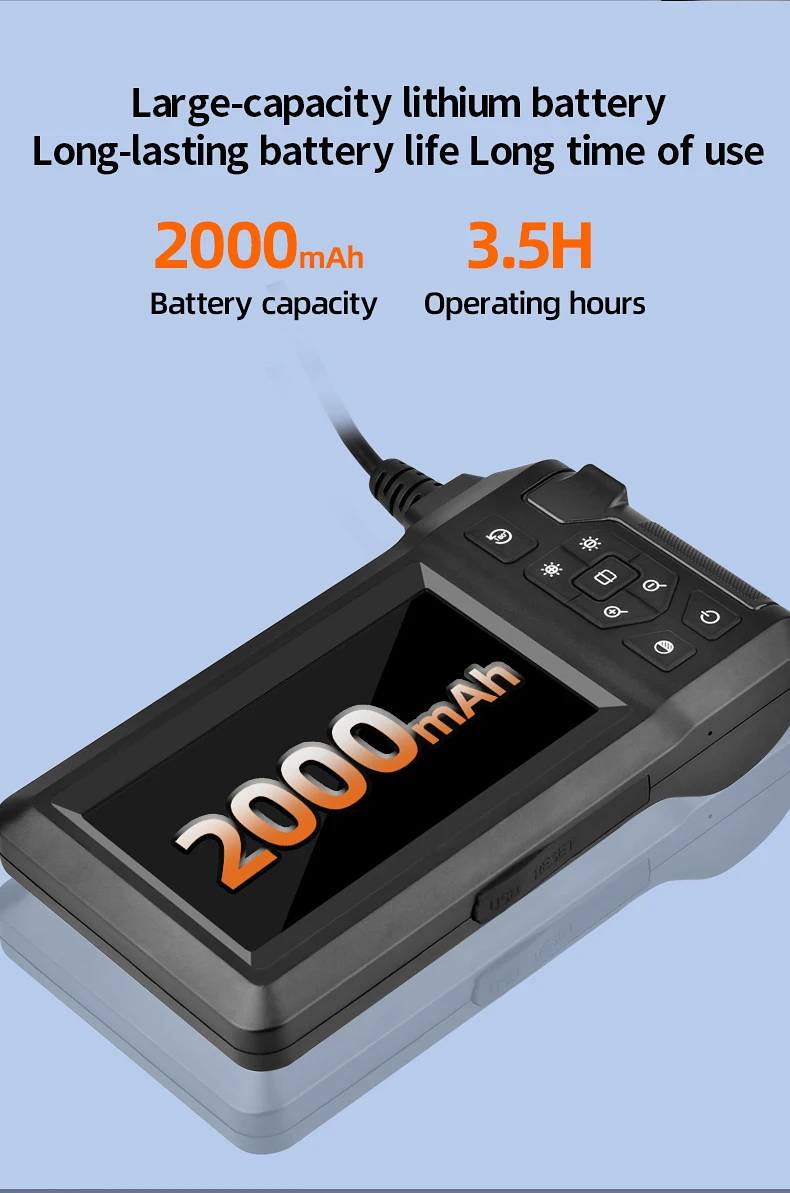 Dual Lens Industrial Endoscope Camera 4.3'' IPS Screen HD1080P Rigid Cable Pipe Sewer Inspection Borescope IP67 Waterproof