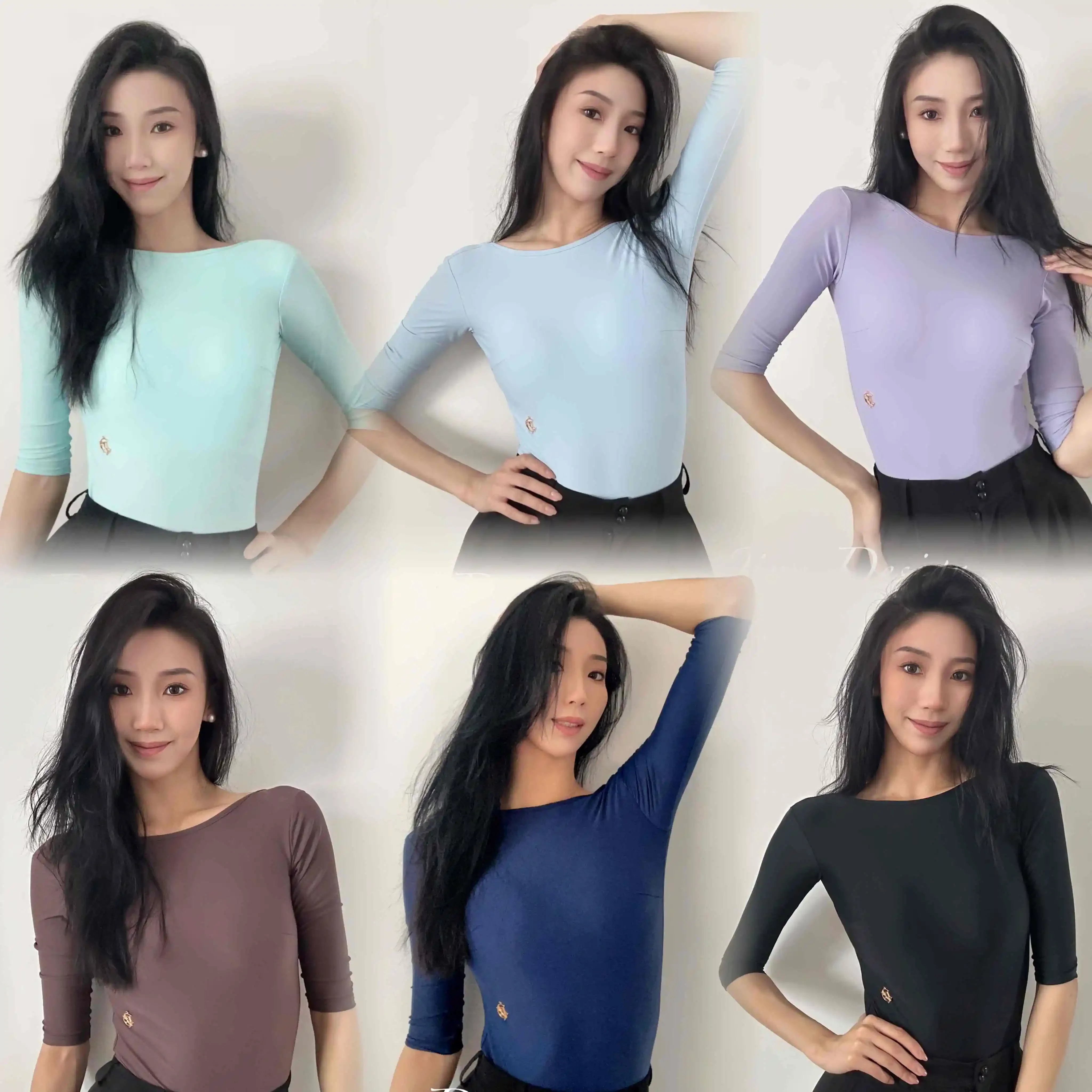 

Backless Latin Dance Tops Women Practice Clothes Half Sleeves Bodysuit Adult Rumba Ballroom Dance Training Dance Wear DNV22019