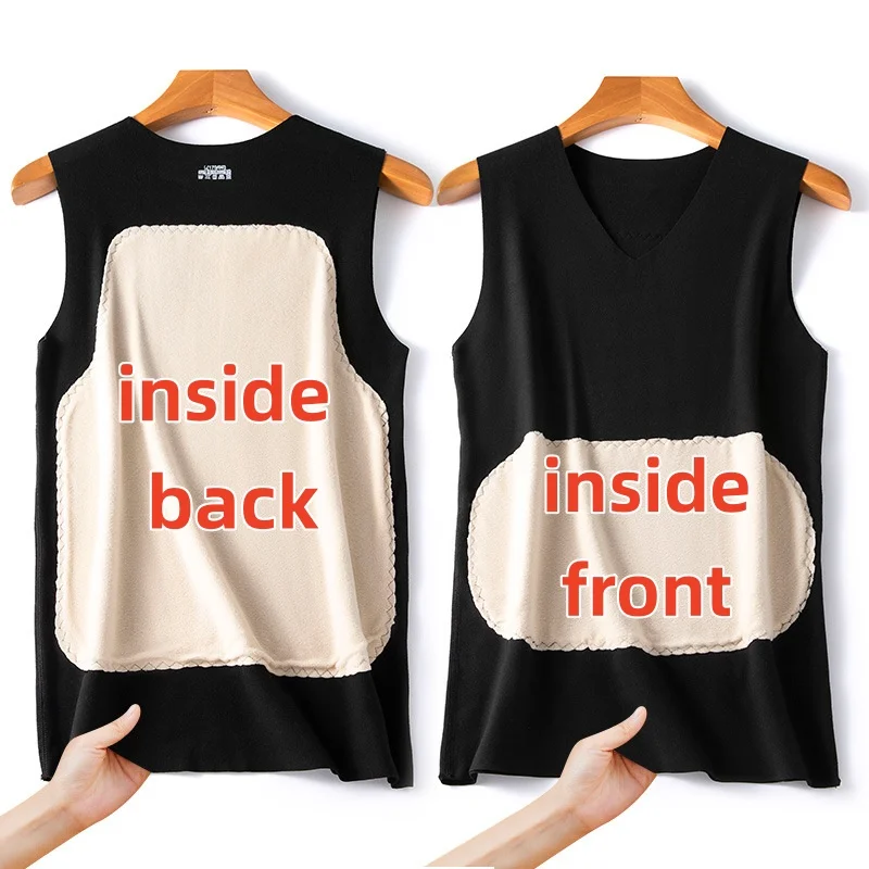 

Зимнее мужское нижнее белье, теплый бархатный жилет, топы, утепленный жилет с нашивками для мужчин, майка, бесшовное базовое пальто, тонкий комфортный топ, эластичный