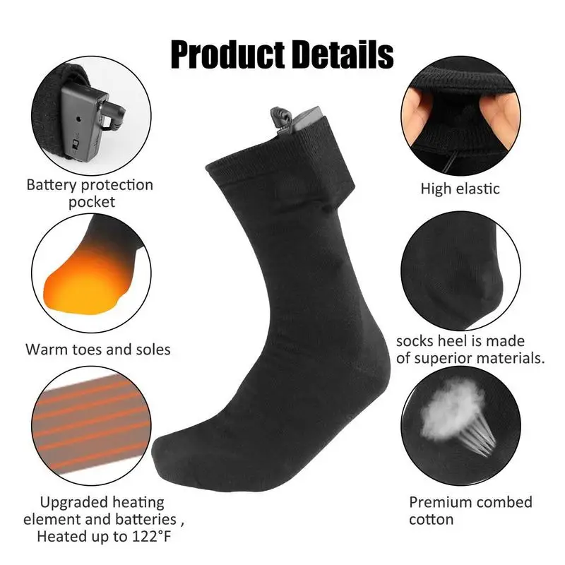 Wiederaufladbare beheizte Socken, USB, elektrisch, beheizte Socken, schnelle Erwärmung, Winterzubehör, 5 V, konstante Temperatur, lange Strümpfe