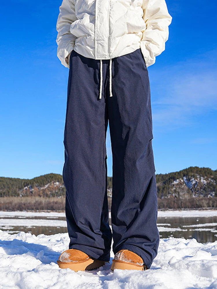 

Tofee Men's down Pants Deep Blue White Duck down Winter Outerwear Warmth -40 Degrees Straight Leg Long Trousers Trendy