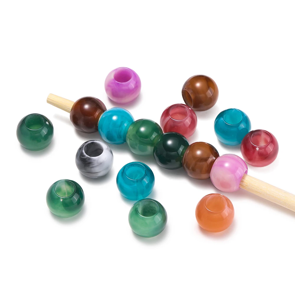 10-100 Teile/los Acryl Runde Große Loch Lose Perlen Zwei-farbe Spacer Perlen für DIY Schmuck Machen Halskette armband Zubehör