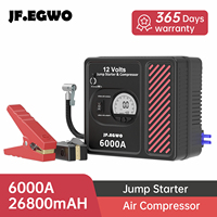 JF.EGWO 6000A Car Jump Starter Tire Inflator 150PSI Air Compressor Starting Device Battery Power Bank Charger For 12V