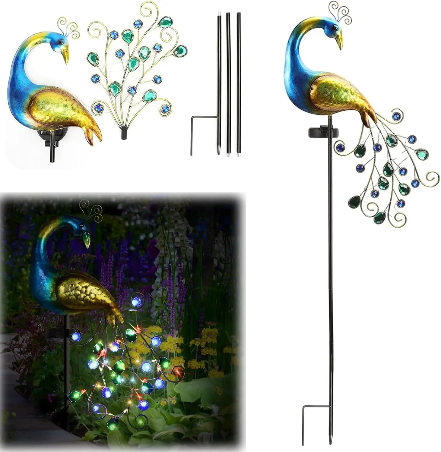 1PC Peacock Solar G… - image